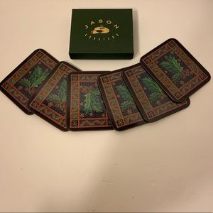 Set of 6 Jason Christmas Holly Cork Backed Coasters